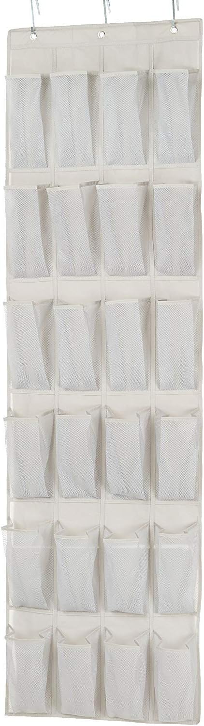 Amazon Basics 24 Medium Mesh Pocket Over-the-Door Hanging Shoe Organizer, Space Saving