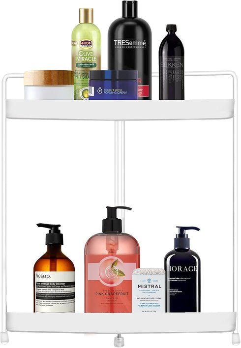 2 Tier Corner Shelf Rack, Kitchen Counter Cabinet Organizer for Makeup, Cosmetic Storage Under Sink for Dresser