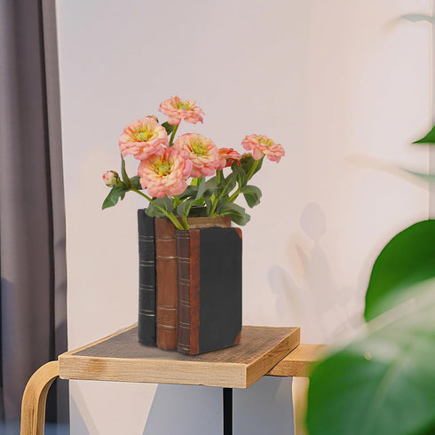 5.5 4.5 7.5 Inch Guichifun Book Shaped Vase for Flowers - Resin Decorative Vase Classical Fake Books for Bookshelf