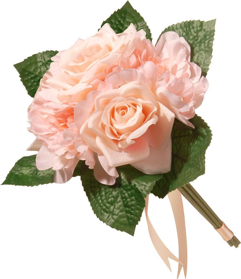 National Tree 12.2" Mixed Peach Rose & Peony Bouquet