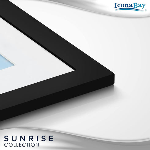 Icona Bay - 8x10 Black Picture Frame Mat to 5x7 - Painted Solid One-Piece Wood Composite, Modern Farmhouse