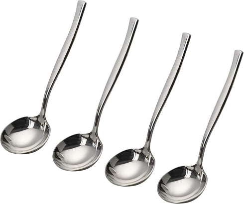 4-Piece Small Stainless Steel Gravy Soup Spoon Set, Perfect for Serving