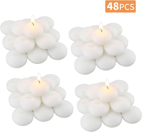 Set of 48 Unscented Floating Candles, 2 Inch Small Candles for Centerpieces and Home Decorations