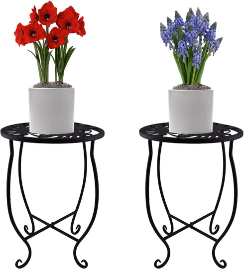 TLBTEK 2 pcs 10 inch Round Indoor Planter Stand,Metal Plant Stands Outdoor