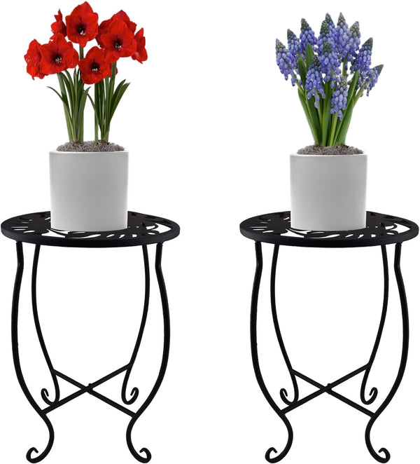 TLBTEK 2 pcs 10 inch Round Indoor Planter Stand,Metal Plant Stands Outdoor