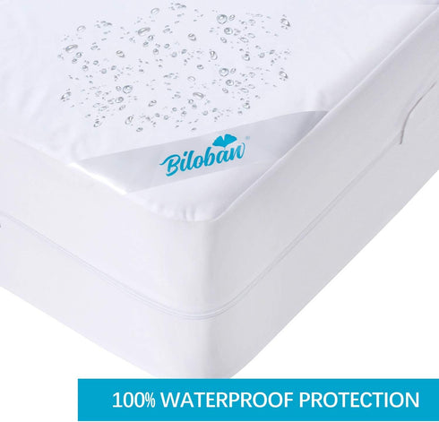 Zippered Waterproof Twin Mattress Protector, Fits Amazon Basics & ZINUS Box Spring, 6 Sides Encasement