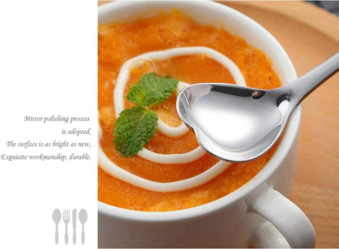 Cute Spoon, Heart Shape Spoon, Stainless Steel Coffee Spoon, Dessert Tea Appetizer Bistro Cake Ice Cream Sugar Spoons