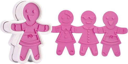 Tovolo Gingerbread Girls Templates Reverse, Set of 6 Cookie Stamps with Cutter, Dishwasher Safe