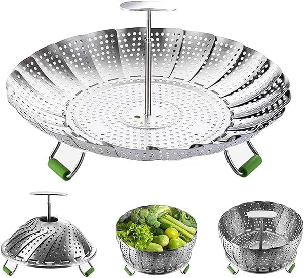 Veggie Steamer Basket, Stainless Steel Folding Vegetable Steamer Insert, Expandable for Various Size Pots (5.5" to 9")