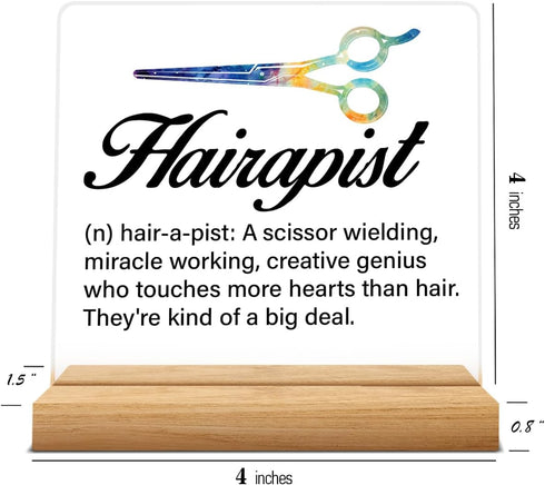 Zauly Best Hair Stylist Gift - Hairapist Definition Acrylic Desk Sign Decor for Women Men