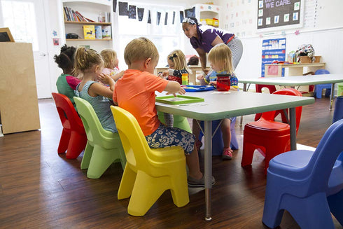Simplay3 (2 Pack) Play Around Chairs - Hot Tamale Red and Lemon Yellow