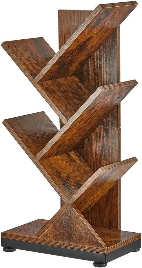 5 ruboka Tree Bookshelf,Retro Floor Standing Bookcase Display for CDs/Magazine/Books,Small Bookshelf for Bedroom,Living
