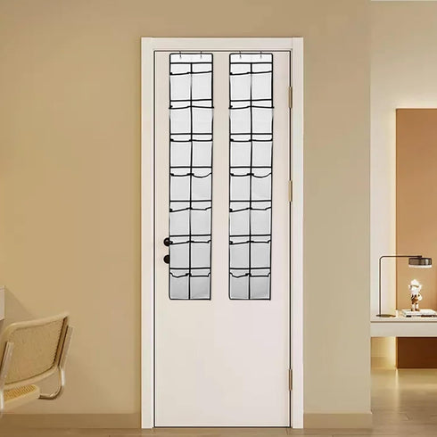 Over The Door Shoe Organizer, 14 Large Mesh Pockets Hanging Shoe Rack for Closet Organizers and Storage, 2-Pack, White