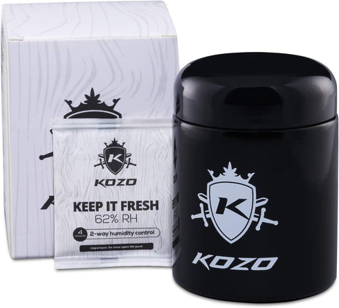 KOZO Black Glass Airtight Storage Jar, 1/2 OZ (250ml) with UV Protection, Humidity Pack for Fresh Spices and Herbs
