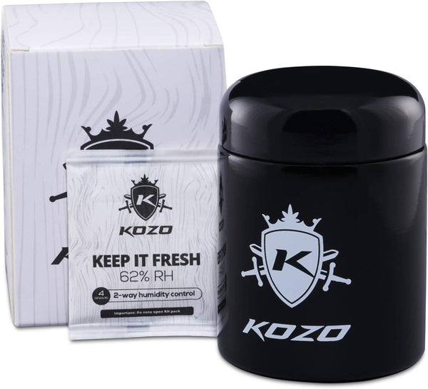 KOZO Black Glass Airtight Storage Jar, 1/2 OZ (250ml) with UV Protection, Humidity Pack for Fresh Spices and Herbs