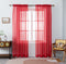 WPM Red Sheer Curtains, 58" Wide x 84" Long, 2 Panels Living Room Window Treatment Rod Pocket Sheer Voile
