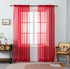 WPM Red Sheer Curtains, 58" Wide x 84" Long, 2 Panels Living Room Window Treatment Rod Pocket Sheer Voile