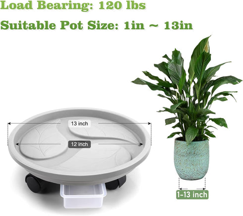 Looca 13Rolling 3 Pack, 120 lbs Plant Caddy with Wheels and Drainage Tray, Plant Stand Flower Pot Mover, Planter