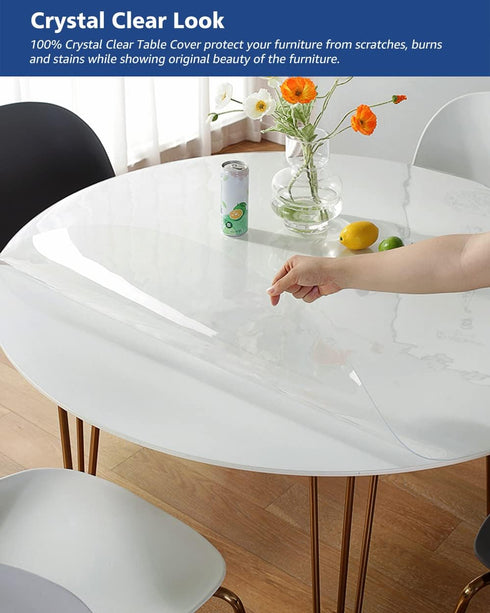 2Pcs 22 Inch PVC Tablecloth Round Clear Plastic Dining Table Protector Cover Waterproof Easy Clean Transparent Desktop
