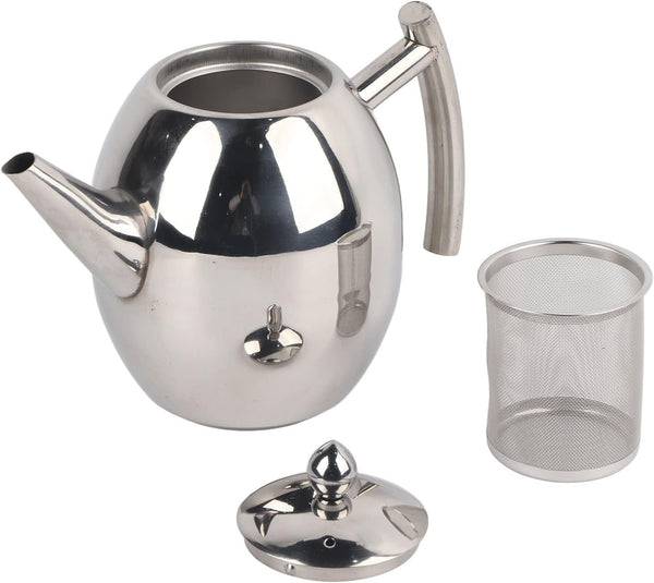 Stainless Steel Teapot with Filter, Easy Pour Coffee Pot Kettle for Home and Office, 1000ml Capacity
