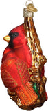 Old World Christmas Pair Bird Watcher Collection Glass Blown Ornaments, Northern Cardinal