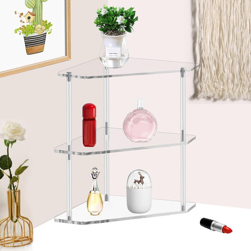 Tasybox Corner Shelf 2 Tier Bathroom Counter Organizer Acrylic Countertop Corner Shelves for Bathroom Kitchen Office Vanity Makeup Spice