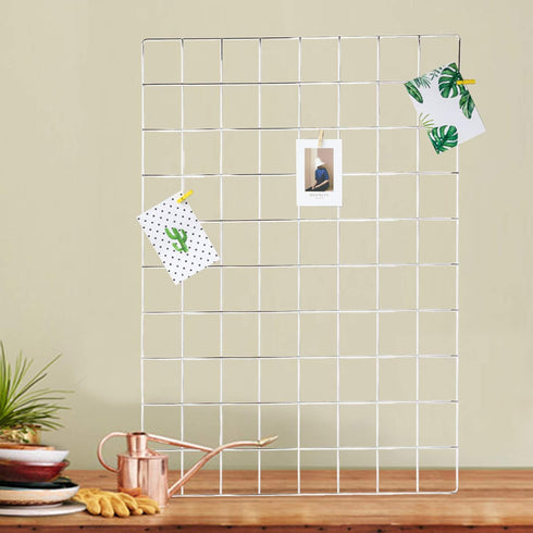 GBYAN Wall Grid Silver Wire Photo Grid Panels, 25.6"x17.7, 2 Pack Desk Wall Organizer Metal Memo Board