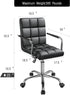 Kemon Ergonomic Mid Back Desk Chair with Armrests - Adjustable Height, Black PU Leather