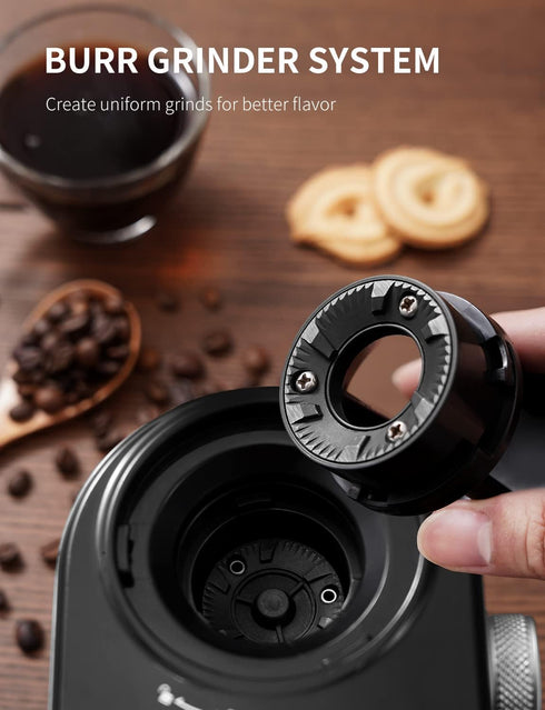 SHARDOR Coffee Grinder – Adjustable Burr Mill with 16 Precise Grind Settings for 2-14 Cup, Silver