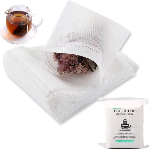 Fenshine 400 Pcs Disposable Tea Filter Bags, Empty Cotton Drawstring Seal Tea Infusers for Loose Leaf Tea