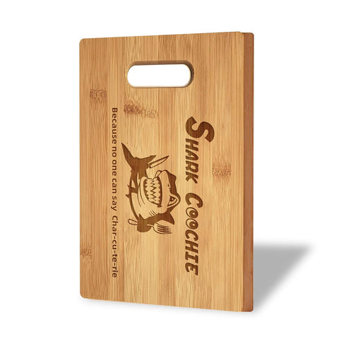 Shark Charcuterie Board, Personalized Laser Engraved Bamboo Cutting Board, Funny for Meat and Cheese