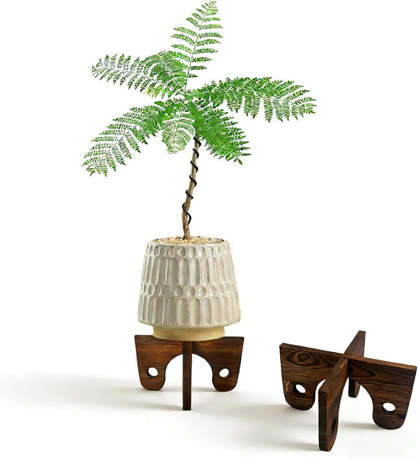 Neracking 10 Inch Boho Wood Plant Stand - Small Plant Stands Indoor for