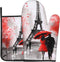 Oven Mitt and Pot Holders 2 Sets, Non-Slip BBQ Gloves with Eiffel Tower Flower Kitchen Design