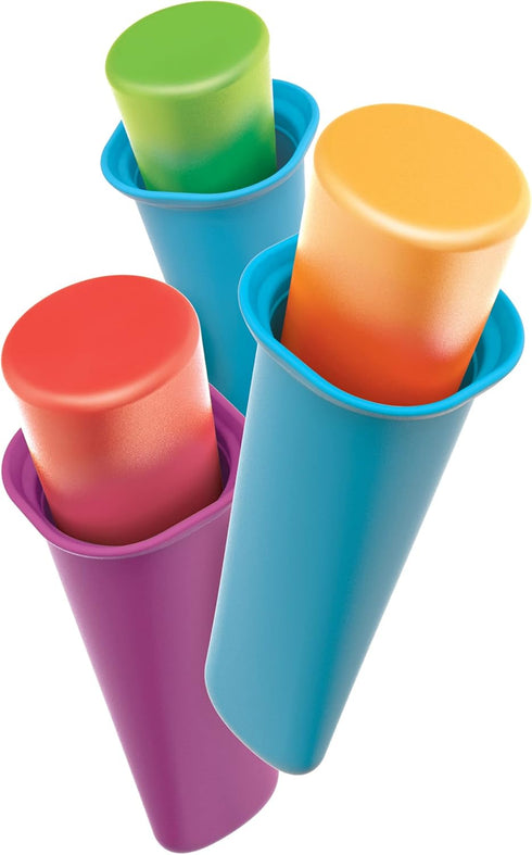 Zoku Summer Pops - 6 Squeezable Silicone Molds with Reusable Spill-resistant Lids and Tray
