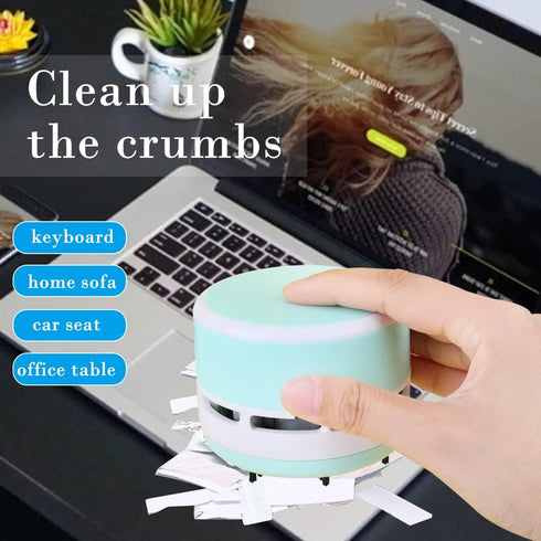 FineInno Mini Crumb Vacuum Cleaner - Portable Desktop Sweeper, Handheld Cordless Multifunction for Home, Office, Cars