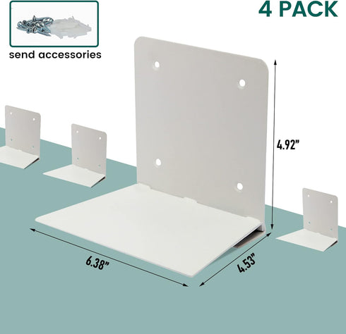 4-Pack STORAGE MANIAC Floating Book Shelves for Wall Mounted Invisible Floating Bookshelves Heavy-Duty Steel Hidden