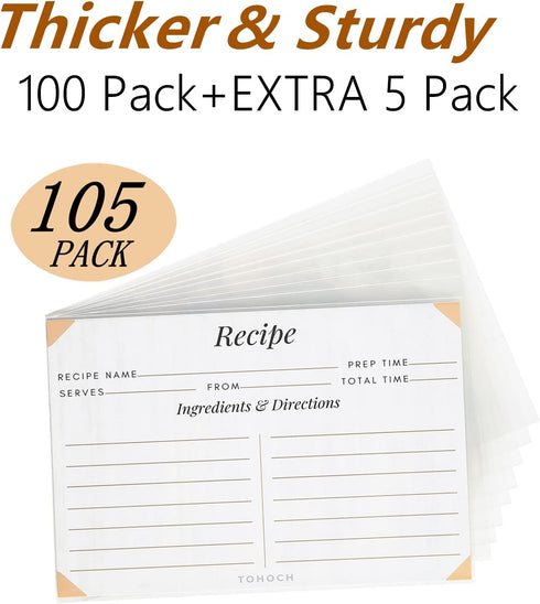 4x6 Recipe Card Protectors, 105 PACK - Thick Clear Recipe Card Covers with 56 Divider Labels, Plastic Sleeves
