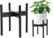 Wooden Plant Stand, 12.2" x 13.8" Indoor Outdoor Holder, Natural Boho Style, Assembly Required (Black, Excluding Potted