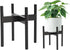 Wooden Plant Stand, 12.2" x 13.8" Indoor Outdoor Holder, Natural Boho Style, Assembly Required (Black, Excluding Potted