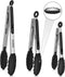 Kitchen Tongs Set of 3 - Silicone Tips, Heat Resistant 600°F Stainless Steel Locking Tongs, 7", 9", & 12"