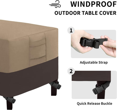 (48" Lx28 Wx16 Easy-Going Patio Coffee Table Cover Small Outdoor Rectangular Table Cover, UV Resistant Waterproof Patio