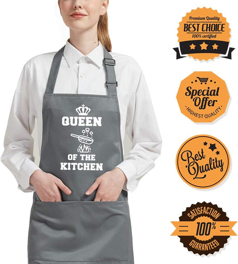 Funny Aprons for Couple, His and Hers Kitchen Aprons Set with 2 Pockets for Cooking Grilling Baking