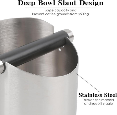 Stainless Steel Italian Espresso Tapping Box with Detachable Rod & Anti-Slip Rubber Base (Silver-S)