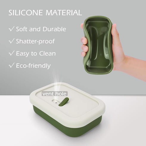 AIDIMMING Silicone Enhanced Leak Proof Travel Soap Case, Vented Shampoo Bar Holder, Large Bar Soap Box with Lid