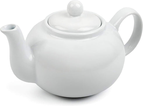 RSVP International Stoneware Teapot Collection, 16 oz, Microwave and Dishwasher Safe, White