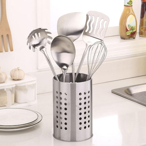 Stainless Steel Cutlery Bucket, Tabletop Utensil Holder for Kitchen, Chopstick Stand Case, Drain Rack Accessories