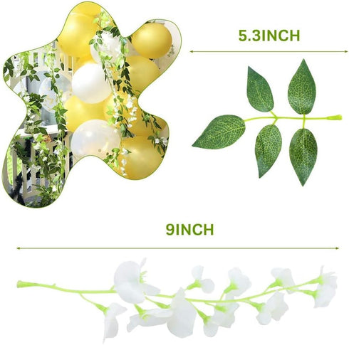 CLONG 5pack Wisteria Garland Flower Garland, Artificial Flowers, Total 33ft, White