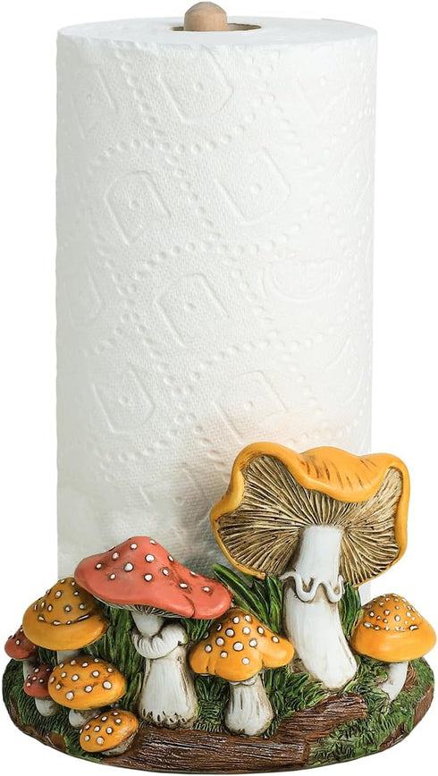 Bicuzat Cute Retro Mushroom Pattern Paper Towel Holder Stand, Resin Crafts Display for
