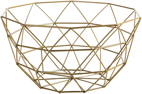 Fruit Stand Vegetables Serving Bowl Basket Holder - Metal Iron Wire for Kitchen Counter, Table Centerpiece, Large Round