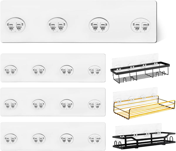 KaiwayInno 4 Pack Shower Caddy Adhesive Replacement, Strong Shower Shelf Adhesive Hooks for